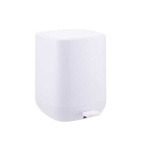 Relaxdays Square Pedal Bin, 9L, Soft-Close Lid, Removable Inner Bin, Matt Plastic, White, 27x21x26cm