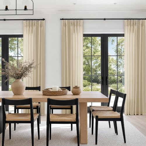 Pinch Pleated Linen Sheer Curtains 300cm Long for Living Dining Room with Hooks Rings Back Tab Pinch Pleat Drapes Extra Long Beige Tan Light Filtering 30cm Curtains for Bedroom 30cm 1