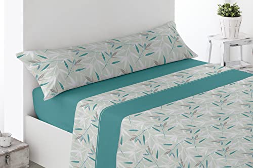 Miracle Home. Imata Bed Sheet Set, 3 Piece Fitted Sheet, Flat Sheet, Pillowcase, 50% Cotton-50% Polyester, 105X200, Green
