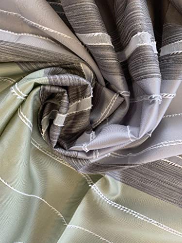 Home Fashion Anouk 85145 Curtain Decorative Fabric Horizontal Stripes with Effect Fringe Lime Green 225 x 140 cm