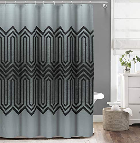 Duck River Textile Shower Curtain, Silver-Black, 70x72