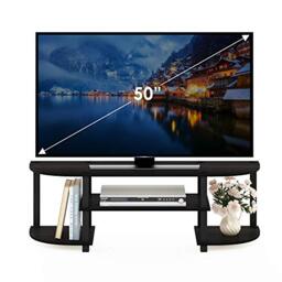 Furinno TURN-S-TUBE TV Stand, 3-Tier Entertainment Center for TV up to 55 Inch, TV Console with Round Corner and Open shelves, for Living Room, Bedroom, Espresso