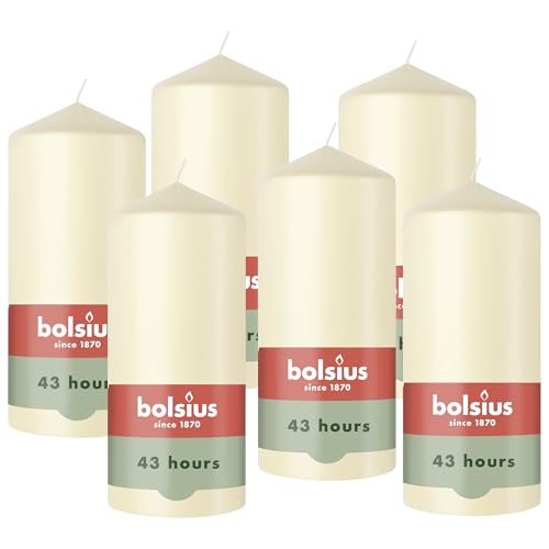 Bolsius – Essentials – Smooth Pillar Candle – Ivory – 13 cm – Decorative Candles – Contains Natural Plant-Based Wax – Without Palm Oil