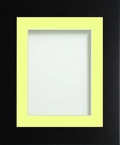 Frame Company Watson Matte Black Picture Photo Frame fitted with Perspex, 20x16 inch with Lemon Bon Bon Mount for image size 16x12 inch