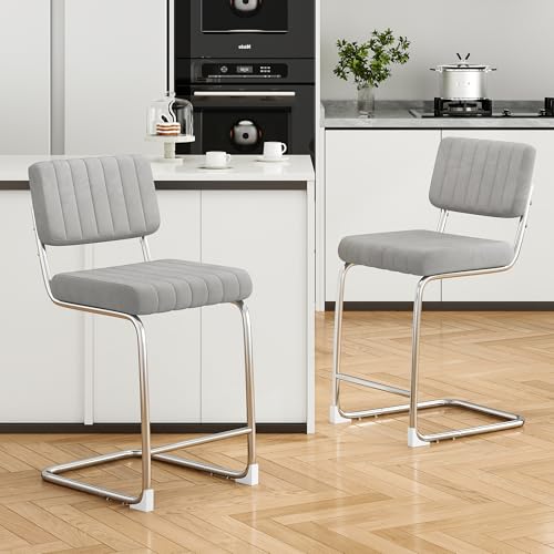 Farini 27 inch Modern Counter Height Bar Stools Set of 2,Barstools,Backrest Solid Metal Base, Chairs for Kitchen