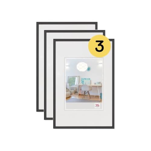 walther Design Picture Frame Black 10 x 15 cm 3-Pack, New Lifestyle Plastic Frame KV015B3