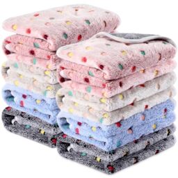 8 Pcs Guinea Pig Bedding Cage Liners Bulk Waterproof Blankets Small Animal Flannel Throw Bedding Absorbent Reusable Pet Pee Sleep Mat Pad Cover for Hamster Ferret (Dot,12 x 12 Inch)