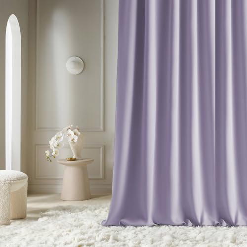 ROOM99 Aura Blackout Curtain with Silver Eyelets 140 x 280 cm Wide x 280 cm High Modern Decoration for Living Room Bedroom Purple 1 Piece