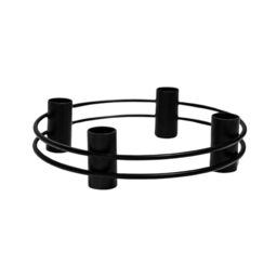 Ivyline Avery Candle Holder in Black with Double Ring Design - Elegant Candlestick Table Centrepiece Decoration - H5 x D20 cm