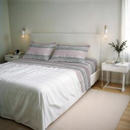 River Cotton Double Bed Sheet Set, Made in Italy – Complete Bed Set, Fitted Sheet, Top Sheet 240 x 300 cm and 2 Pillowcases with Inner Flap (Double, Rio Gold)