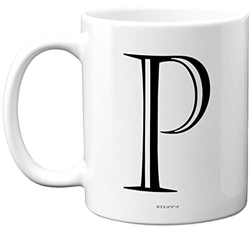 Stuff4 Personalised Alphabet Initial Mug - Letter P Mug, Gifts for Him Her, Fathers Day, Mothers Day, Birthday Gift, 11oz Ceramic Dishwasher Safe Anniversary, Valentines, Christmas, Retirement