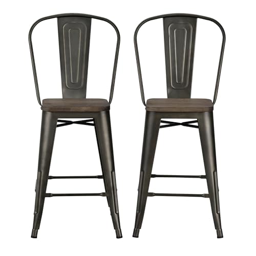 DHP Furniture Luxor 24 Inch Metal Counter Stool in Copper - Set of 2, 44x46x60cm (DxWxH)