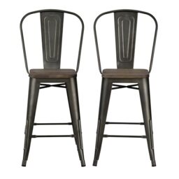 DHP Furniture Luxor 24 Inch Metal Counter Stool in Copper - Set of 2, 44x46x60cm (DxWxH)