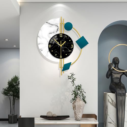 YIJIDECOR Large Silent Wall Clocks, Modern, Battery Operated, Non-Ticking for Bedroom Office Kitchen Home Metal Glass Decoration, Quartz Wall Watch for Indoor House, Living Room Decor