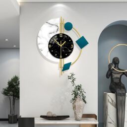 YIJIDECOR Large Silent Wall Clocks, Modern, Battery Operated, Non-Ticking for Bedroom Office Kitchen Home Metal Glass Decoration, Quartz Wall Watch for Indoor House, Living Room Decor