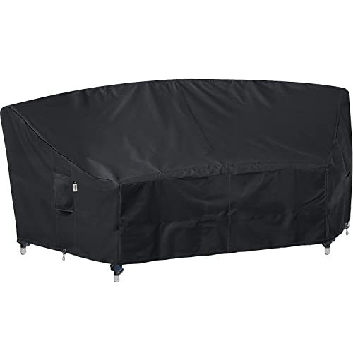 "Flexiyard Curved Patio Furniture Cover for Outdoor Sectional Sofa, 96""(65"") Reinforced Waterproof 600D Patio Sectional Couch Cover, Lawn Outside Garden Furniture Winter Protective Cover"