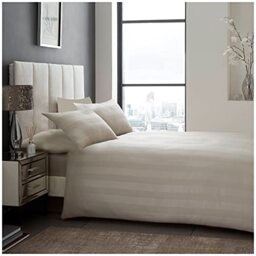 GC GAVENO CAVAILIA Premium Hove Satin Stripe Duvet Cover Or Easy Care Hotel Quality Soft & Cosy Pillowcase, Polyester, Mink-Fitted Sheet, Double