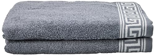GC GAVENO CAVAILIA Greek Bath Sheet Towel Set - 2 Piece Egyptian Cotton Towels - Quick Dry Large Bath Towel - 500 GSM Towel For Bathroom - Charcoal - 80X140