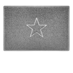 Nicoman Star Shape Embossed Entrance Door Mat Non Slip Dirt Trapper PVC Spaghetti Mat with Rubber Base, Jet Washable Quick Drying Doormat Indoor or Outdoor - (Large, Grey, 90 x 60cm)