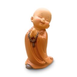 Zen'Light Buddha Statue Made of Smiling Bonze with Rosary - Cheerful Atmosphere in Your Sacred Room - Beautiful Lucky Figure - Gift Idea for All Generations - Height 8.5 cm