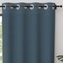 Soleil d'ochre Pure Cotton Eyelet Curtain 135 x 300 cm Panama Duck Blue