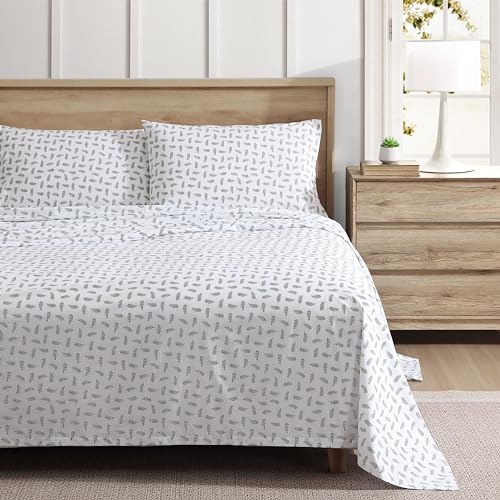 Eddie Bauer - Twin Sheets, Cotton Percale Bedding Set, Cool & Breathable Home Decor (Laurel Leaves, Twin)