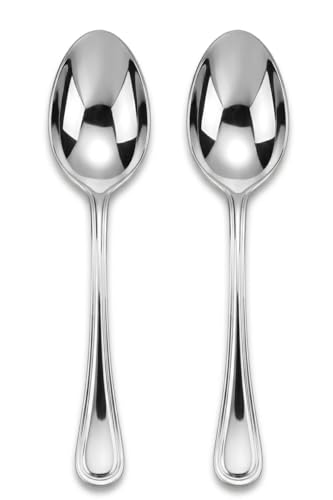 Oneida Barcelona 2 Serving Spoons Stainless Steel: Large Spoons for Buffet, Home, Kitchen, Restaurants, 18/0 Nickel Free Steel, Mirror Polish, Dishwasher Safe, Modern Design