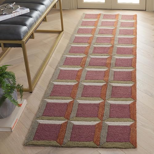 Safavieh Modern Rug for Living Room, Dining Room, Bedroom - Genre Collection, Short Pile, in Red and Beige, 62 x 240 cm