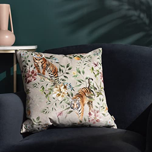 furn. Wylder Orient Tiger Repeat Velvet Feather Rich Filled Cushion