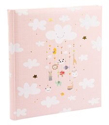 goldbuch Baby Album Mobile Girl Photo Album with 58 White Blank Pages and 4 Illustrated Pages, Art Print Cover with Gold Embossing, Album Girl, Photo Book Pink, 30 x 31 x 4 cm