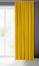 Eurofirany Madlen Velvet Curtain with Pleated Tape 1 Piece Soft Elegant Curtain 200 g/m² Elegant Smooth Plain Modern Classic Living Room Bedroom 140 x 300 cm Mustard Yellow