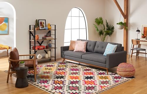 Safavieh Boho Rug for Living Room, Dining Room, Bedroom - Monaco Collection, Short Pile, in Ivory and Multi, 240 x 300 cm