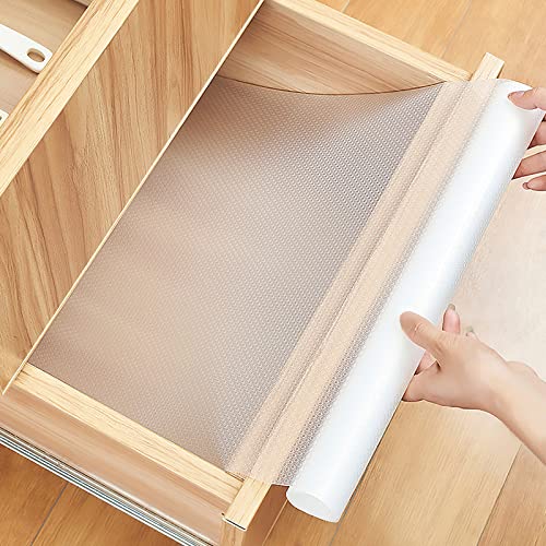 AiQInu Drawer Mat, Non-Slip Mat, Drawers, Eva, Non-Adhesive, Transparent, Waterproof, Cut to Size, Cupboard Paper for Kitchen Cabinets, Shelf, Drawer Liner, Fridge Shelves