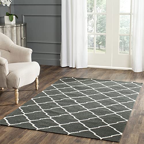 Safavieh Contemporary Indoor Flatweave Rectangle Area Rug, Dhurrie Collection, DHU204, in Chocolate / Ivory, 122 X 183 cm for Living Room, Bedroom or Any Indoor Space
