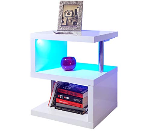 Polar White High Gloss Furniture with LED's - Coffee & Lamp Tables Tv Unit