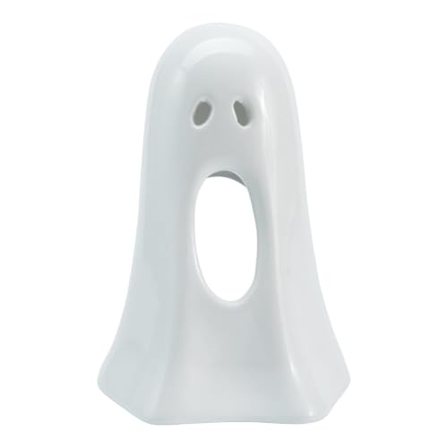 Talking Tables White Ceramic Ghost Halloween Decoration 12cm - Halloween Decoration: white ceramic ghost with a cut-out face, designed to glow with a suitable LED candle.