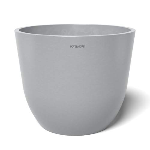 POTS&MORE Novo 30 Pot (Diameter 31 cm, Round Design, Colour Light Grey, Height 25.6 cm, Plastic Planter for Indoor Plants) VP043002, lightgrey