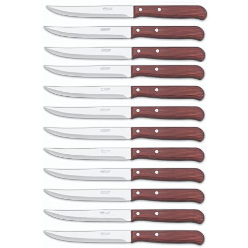 Arcos Series Latina - Box 12 Pieces Utility Knife - Blade Nitrum Stainless Steel 130 mm (5,12 Inch) - Handle Pack-Wood Brown Colour (12 Piece)