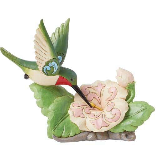Enesco Jim Shore Heartwood Creek Hummingbird with Flower Figurine- Stone Resin Hand Crafted Collectible Figurines Home Decor Statue, 5 Inch