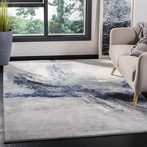 Safavieh Galaxy Collection Contemporary Area Rugs for Living Room Dining Room Bedroom Short Pile Blue and Grey 201 x 274 cm