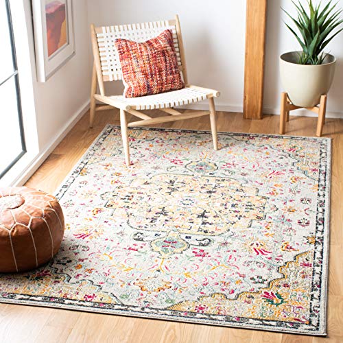 SAFAVIEH Boho Rug for Living Room, Dining Room, Bedroom - Madison Collection, Short Pile, in Grey and Gold, 122 X 183 cm
