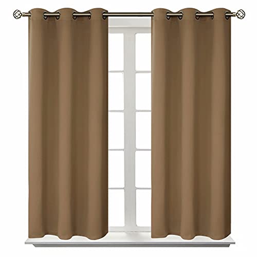 BGment Blackout Curtains for Living Room - Grommet Thermal Insulated Room Darkening Curtains for Bedroom, 2 Panels of 38 x 54 Inch, Taupe