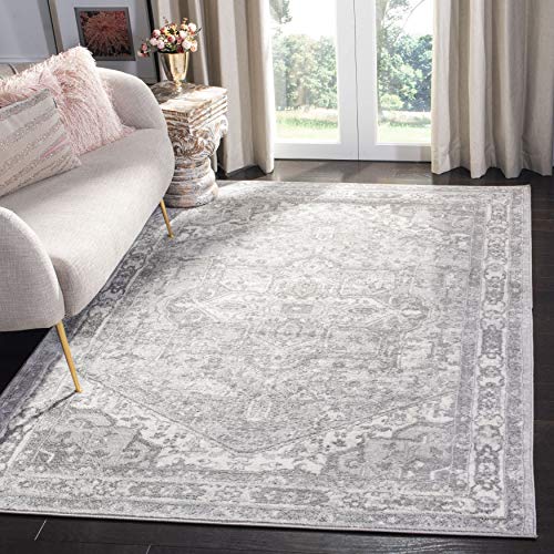 Safavieh Traditional Rug for Living Room, Dining Room, Bedroom - Brentwood Collection, Short Pile, in Cream and Grey, 75 x 120 cm