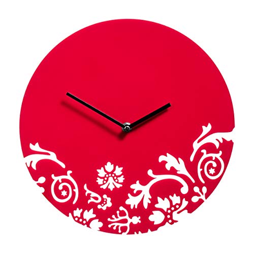 Premier Housewares Floral Swirl Wall Clock, Red