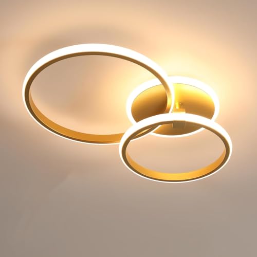 Comely LED Ceiling Light Modern, Gold Round Chandelier Ceiling Lights, LED Ceiling Lamp for Living Room Bedroom Dining Room Office, 42W, 6500K