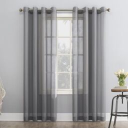 "No. 918 Sheer Voile Grommet Curtain, Polyester, Charcoal Gray, 59"" x 63"" Panel"