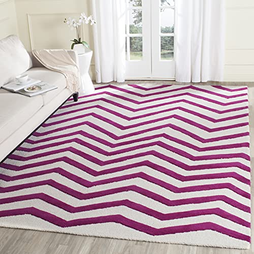 Safavieh Contemporary Indoor Hand Tufted Rectangle Area Rug, Cambridge Collection, CAM714, in Ivory / Fuchsia, 122 X 183 cm for Living Room, Bedroom or Any Indoor Space