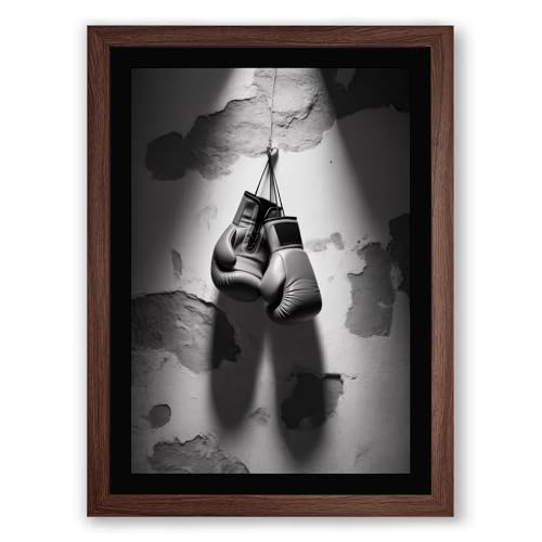 Gloves in Motion Modern Framed Wall Art Print A4 (29.7×21cm) Walnut, Wall Decor for Living Room, Bedroom, Office & Home, Ready to Hang, Art Gift