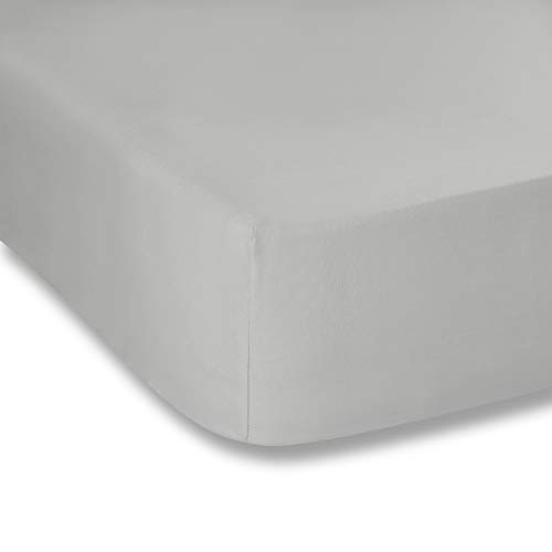 Plain Dyed Dark Grey Fitted Sheet 135 x 200 + Pillowcase White 50 x 80 (2)