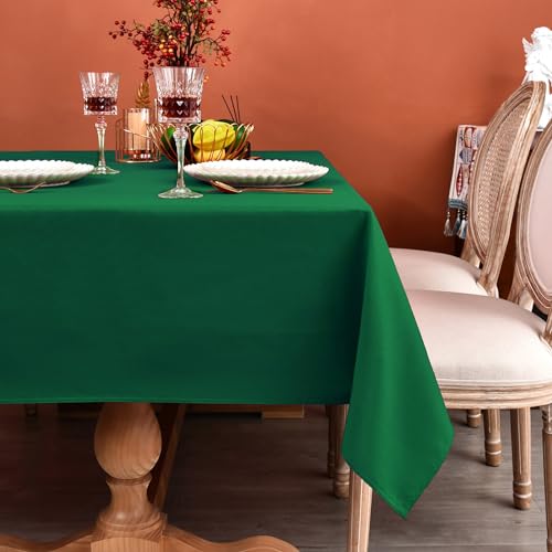 MEANMOY Green Rectangle Tablecloth 60x120 Inch Water Resistant Table Cloth - 210 GSM Washable Stain Resistant Rectangular Table Cloth Cover in Wrinkle Free Polyester Fabric for Wedding, Party, Banquet